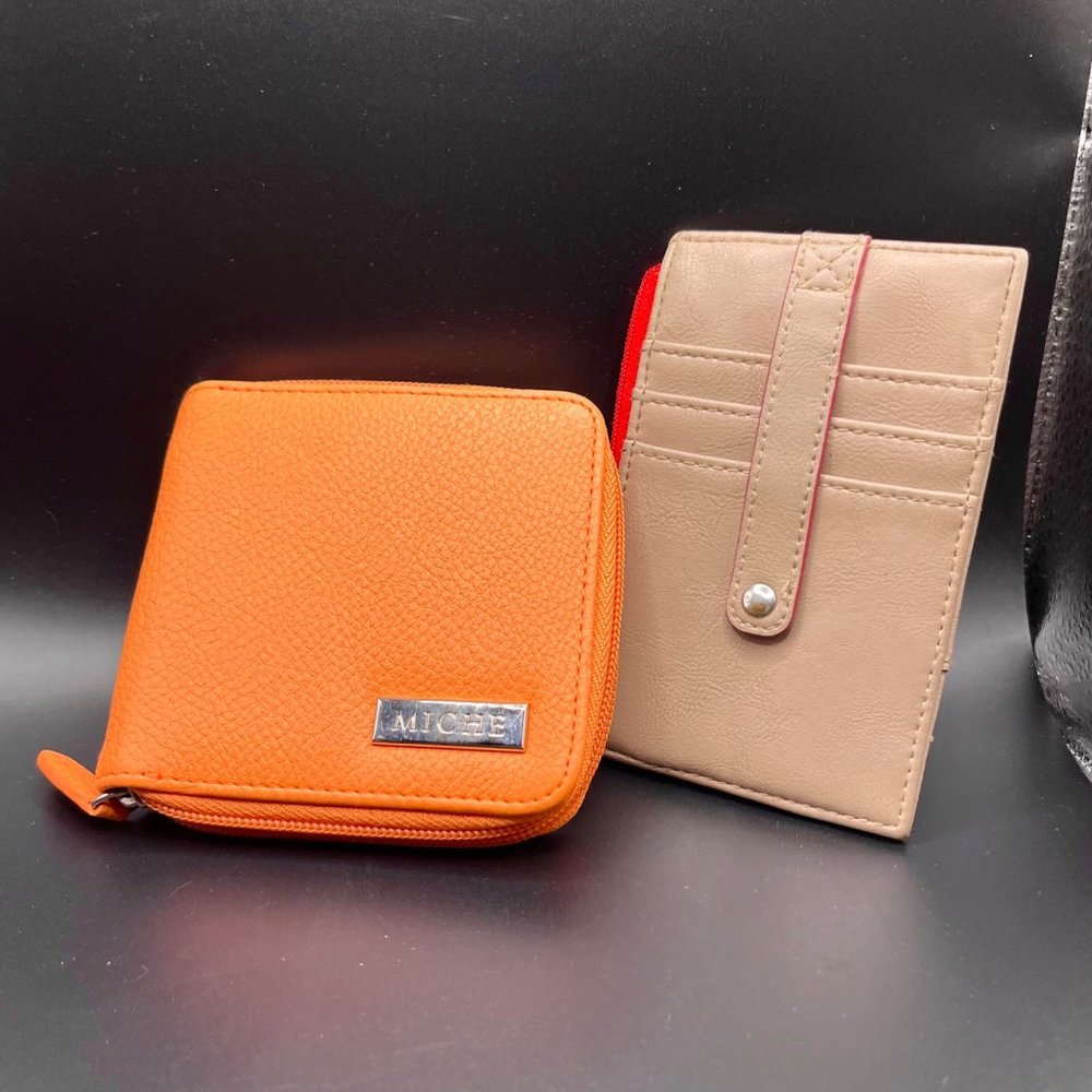 Miche Colton Wallter Cantalope (NWOT) and Mini Flat Wallet‎ Tan Set  (Used)